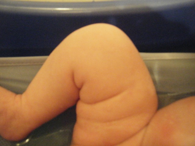 Bath time fun! Look at all those fat rolls!