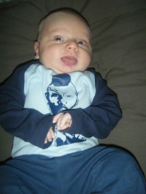 New Mr. T onesie from Auntie Jill and Uncle Jeff