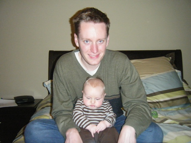 Hanging out with Dad on Andy's 3 month Birthday, November 18th