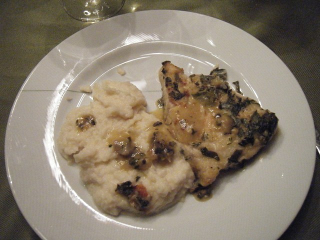 Swordfish, celery root puree, chocolate lava cake