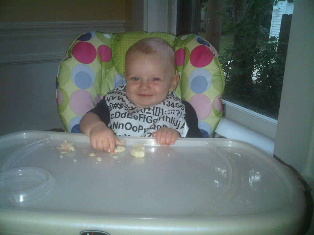 Andy eating his first piece of cake!!!