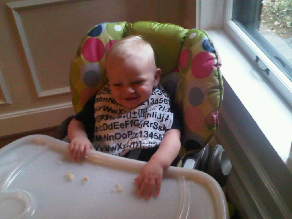 Andy eating his first matzoh ball!