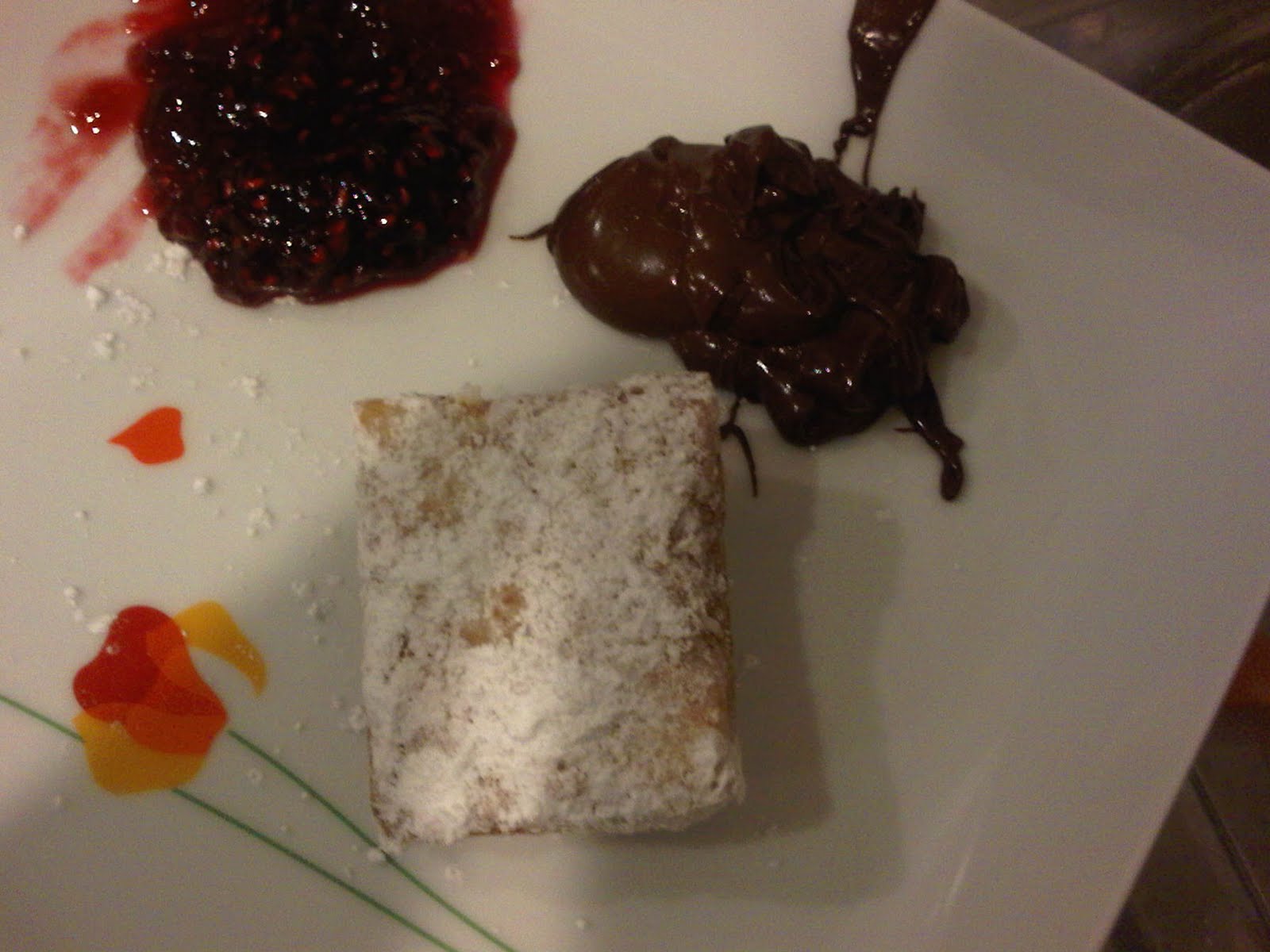 Beignet with Jam and Chocolate Sauce