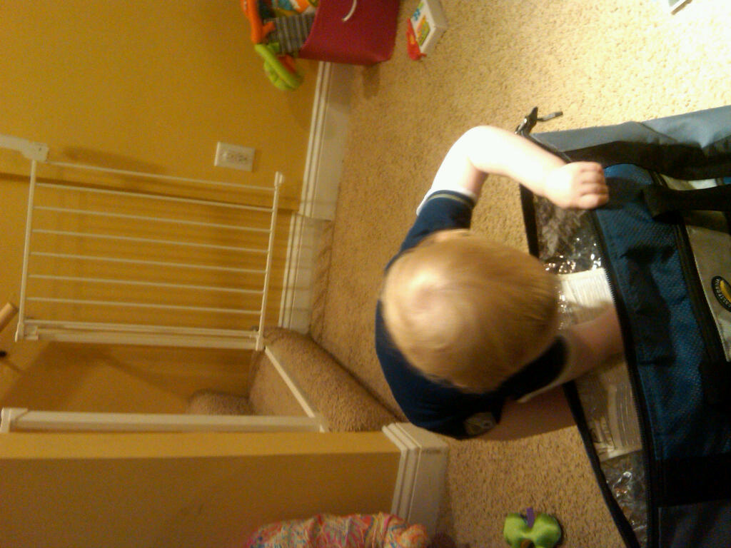 Andy looking in food bag