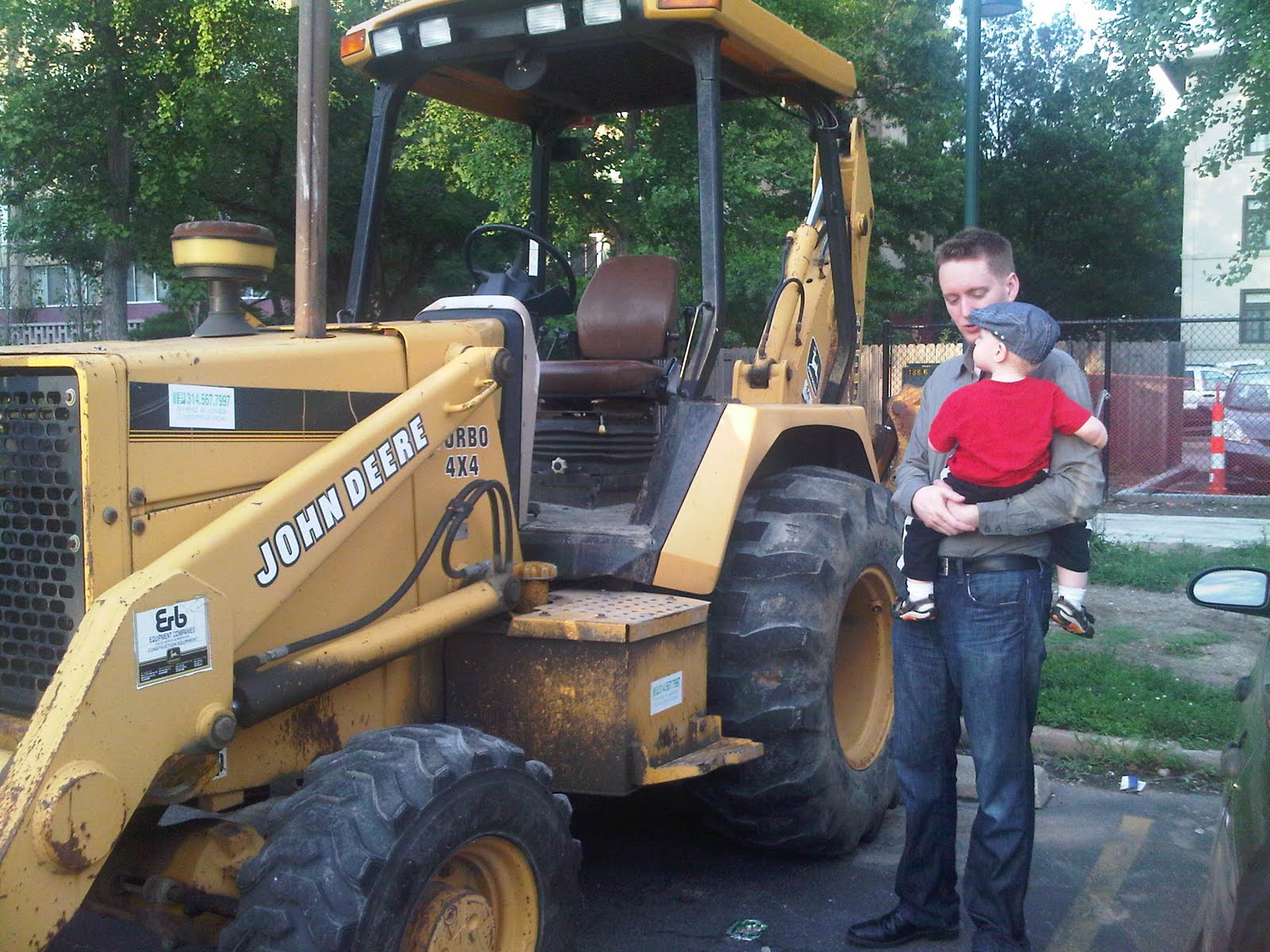 We saw two backhoe loaders!