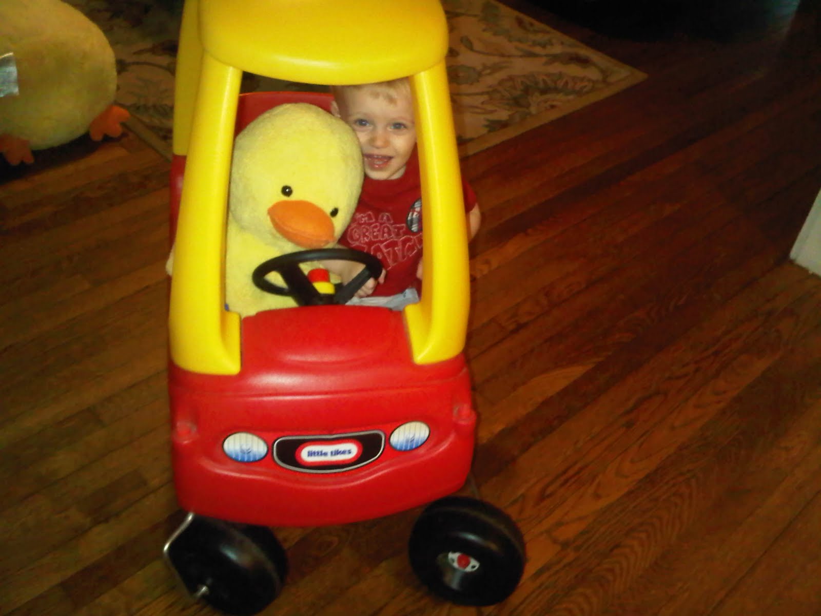 Riding with big duck