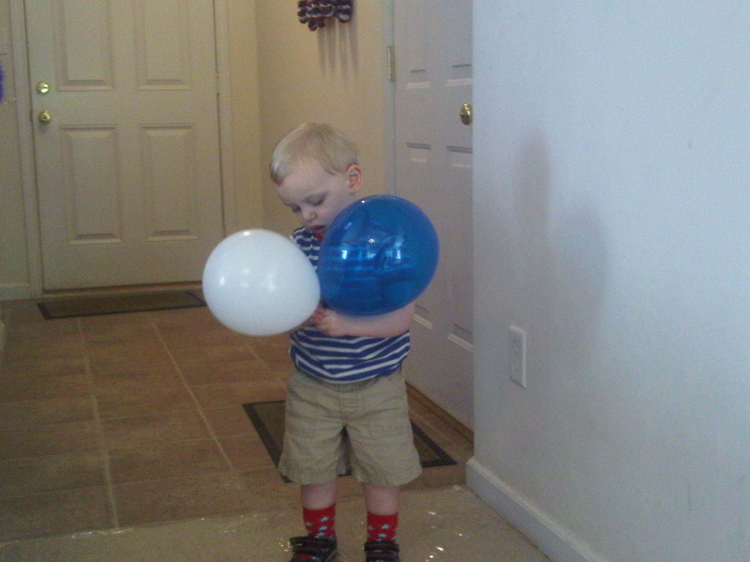 Playing with balloons at Abby's
