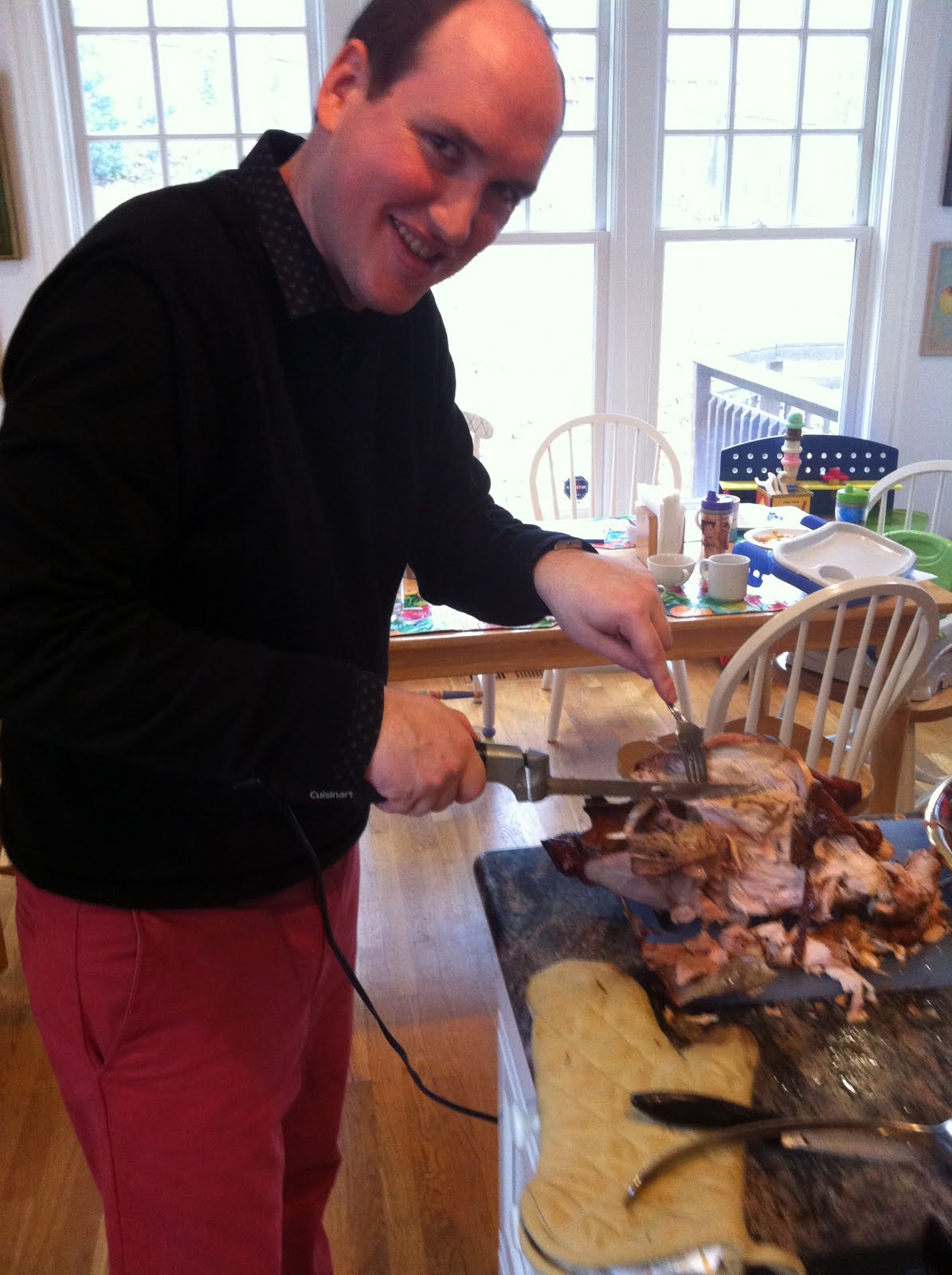 Jeff carving the turkey