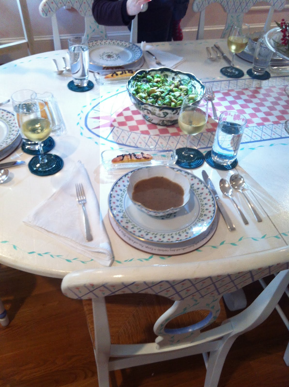 Apple chestnut bisque and cornbread place cards