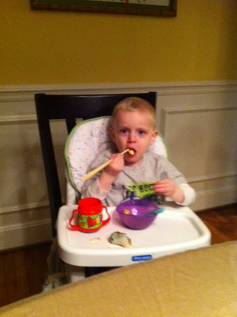 Spontaneously learning to use chopsticks...