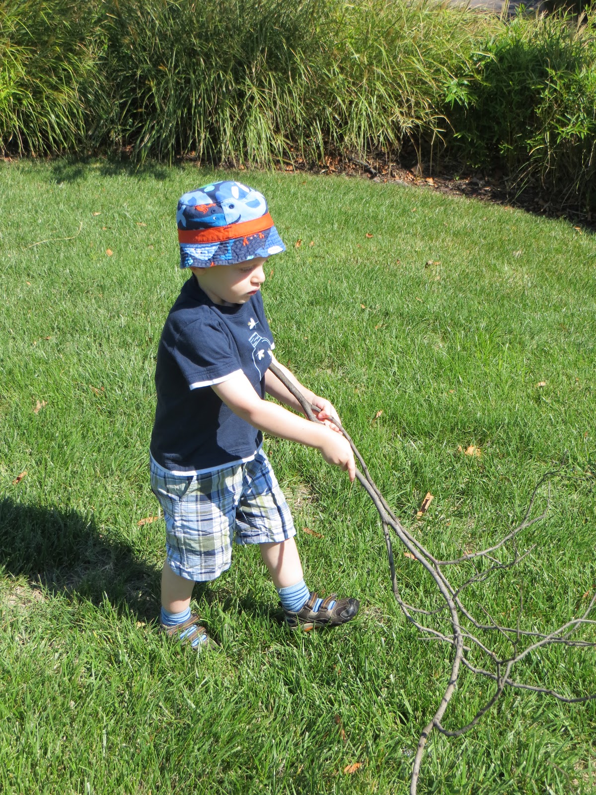Mowing outside CRC after going to tot shabbat and the big service where everyone wished him a happy birthday