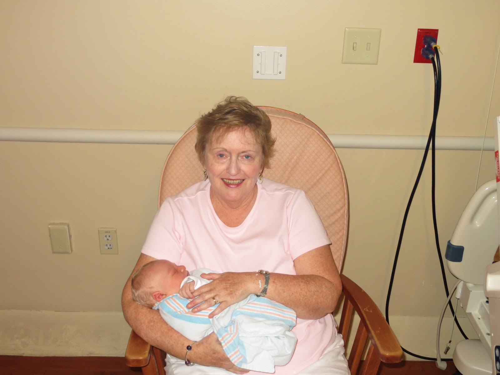 With Nana and Papa at the hospital