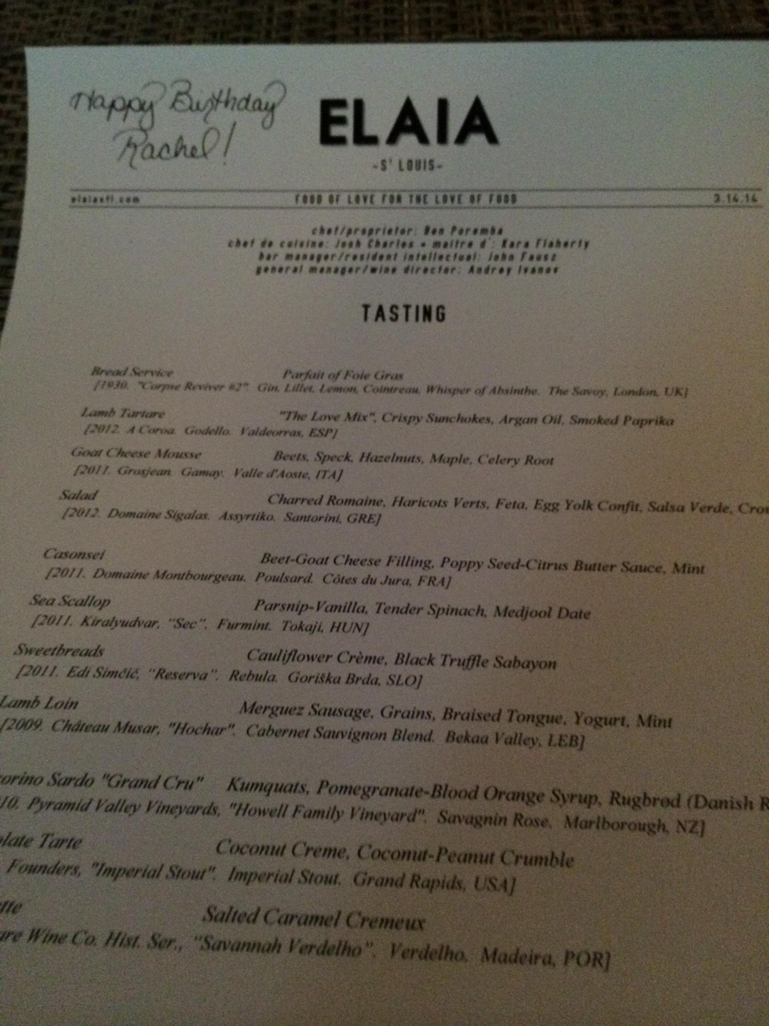 Ten course tasting menu for my birthday