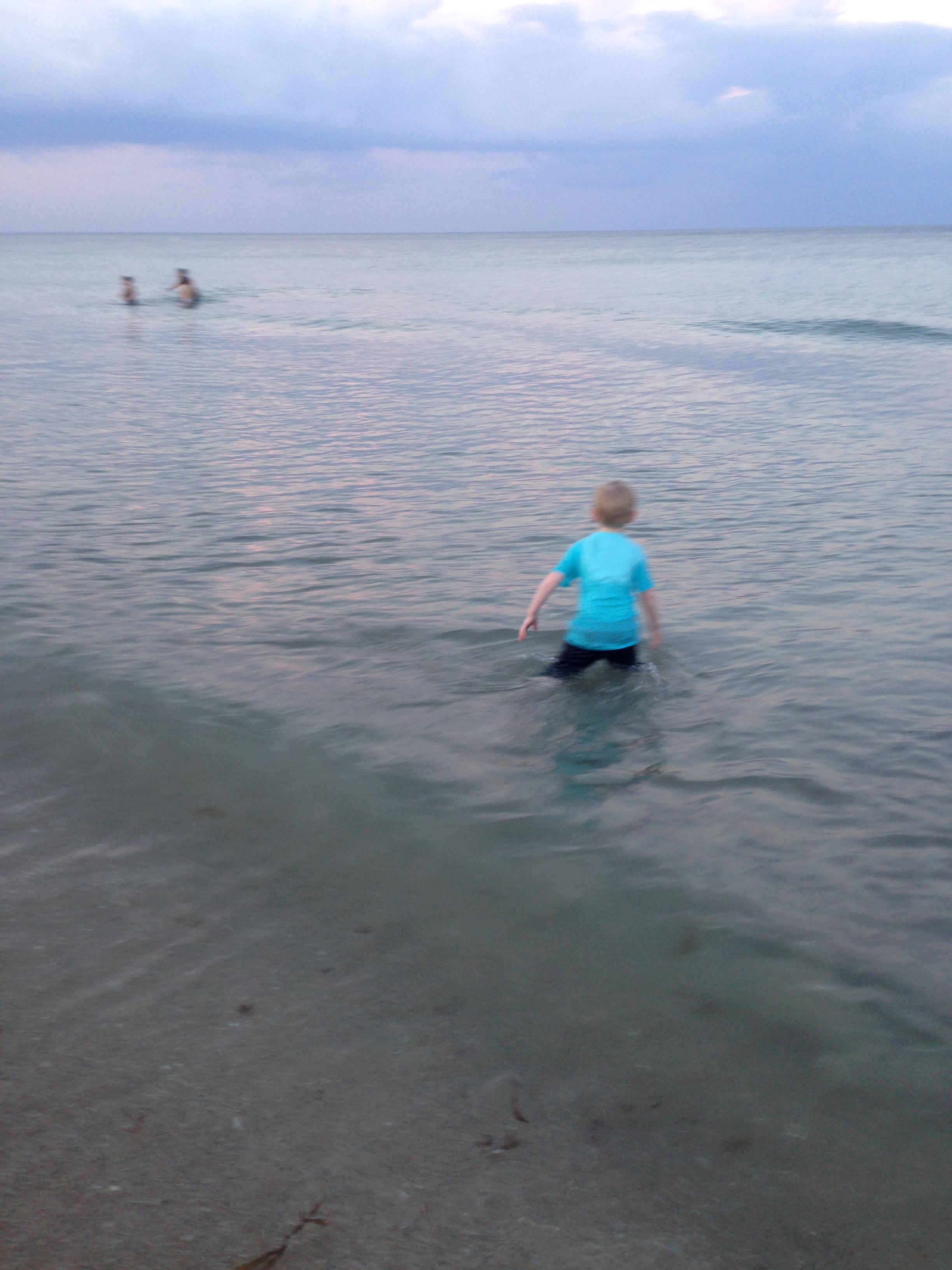 In the water!