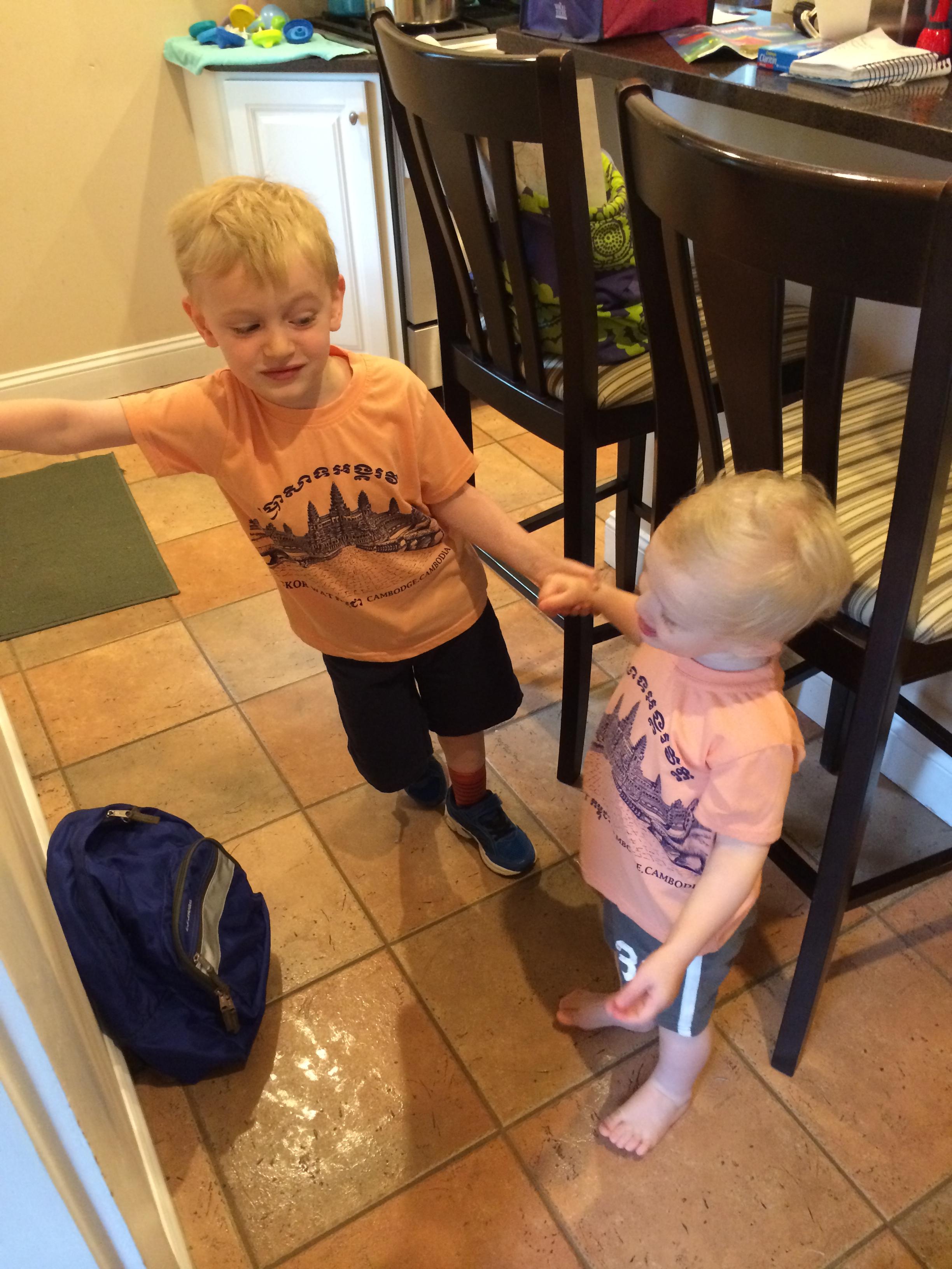 Matching Cambodia shirts from Baba