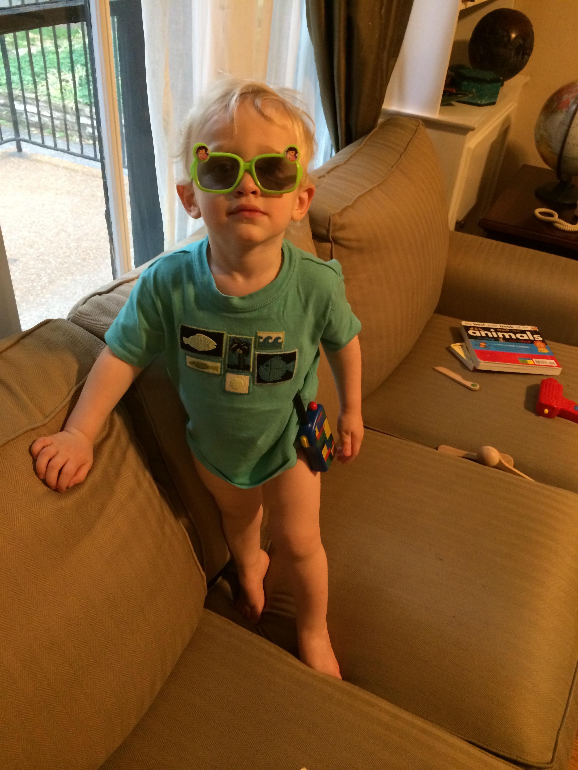 Walkie talkie clipped to diaper
