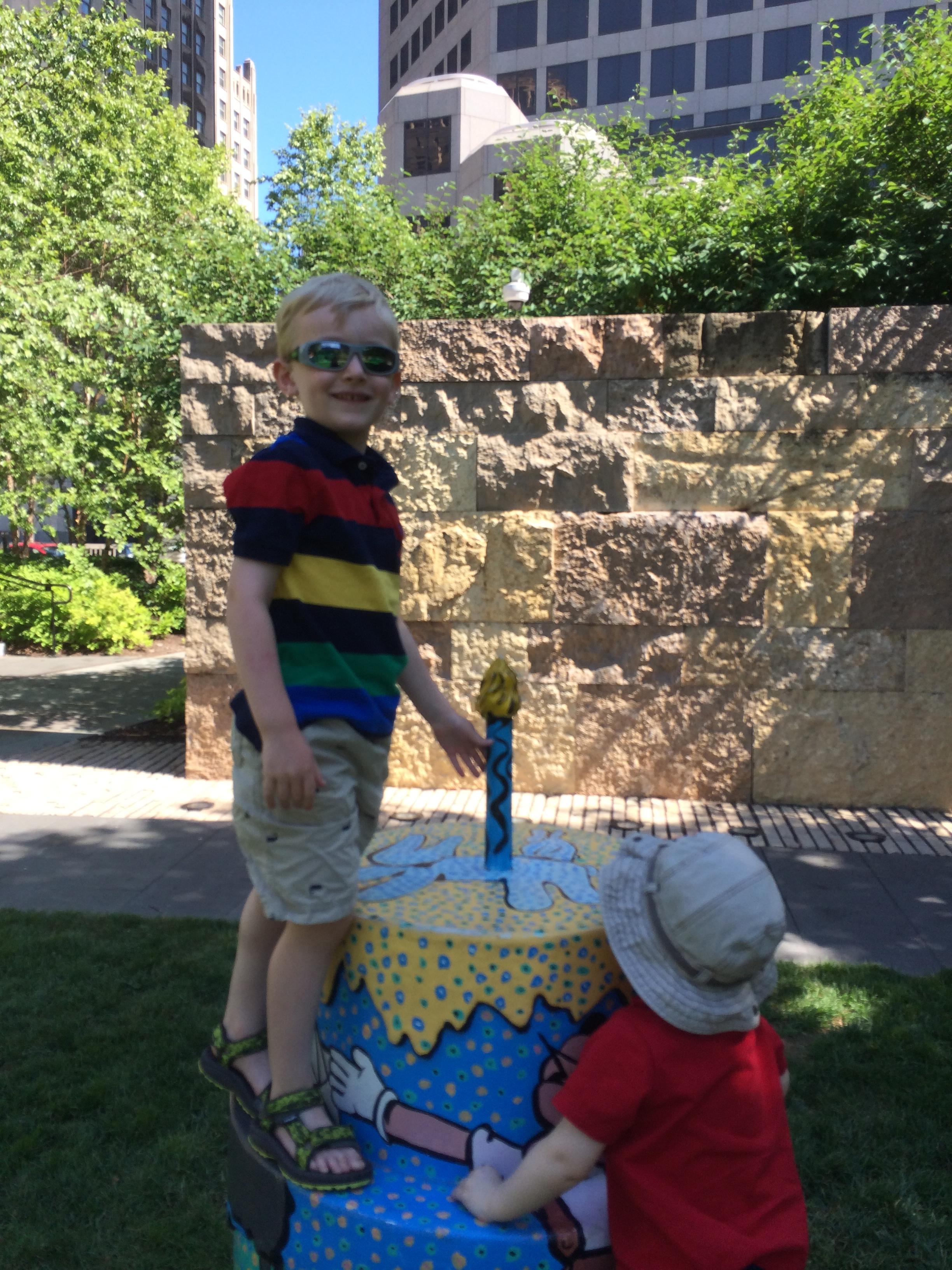 City garden on July fourth