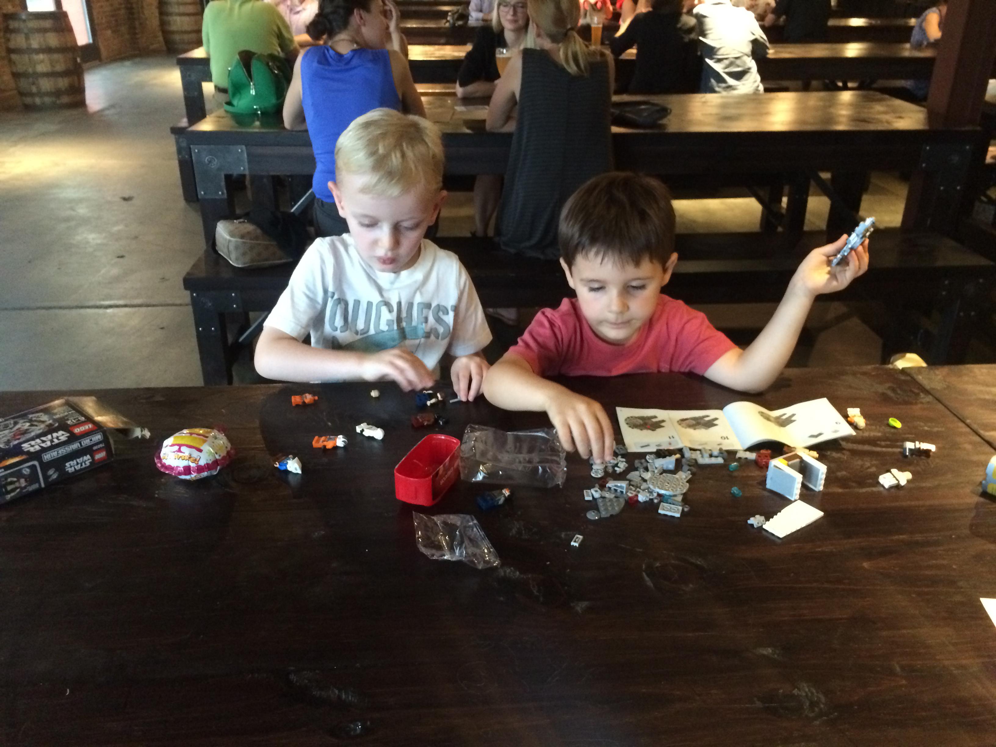 Andy and Bodey building Star Wars Legos at urban chestnut