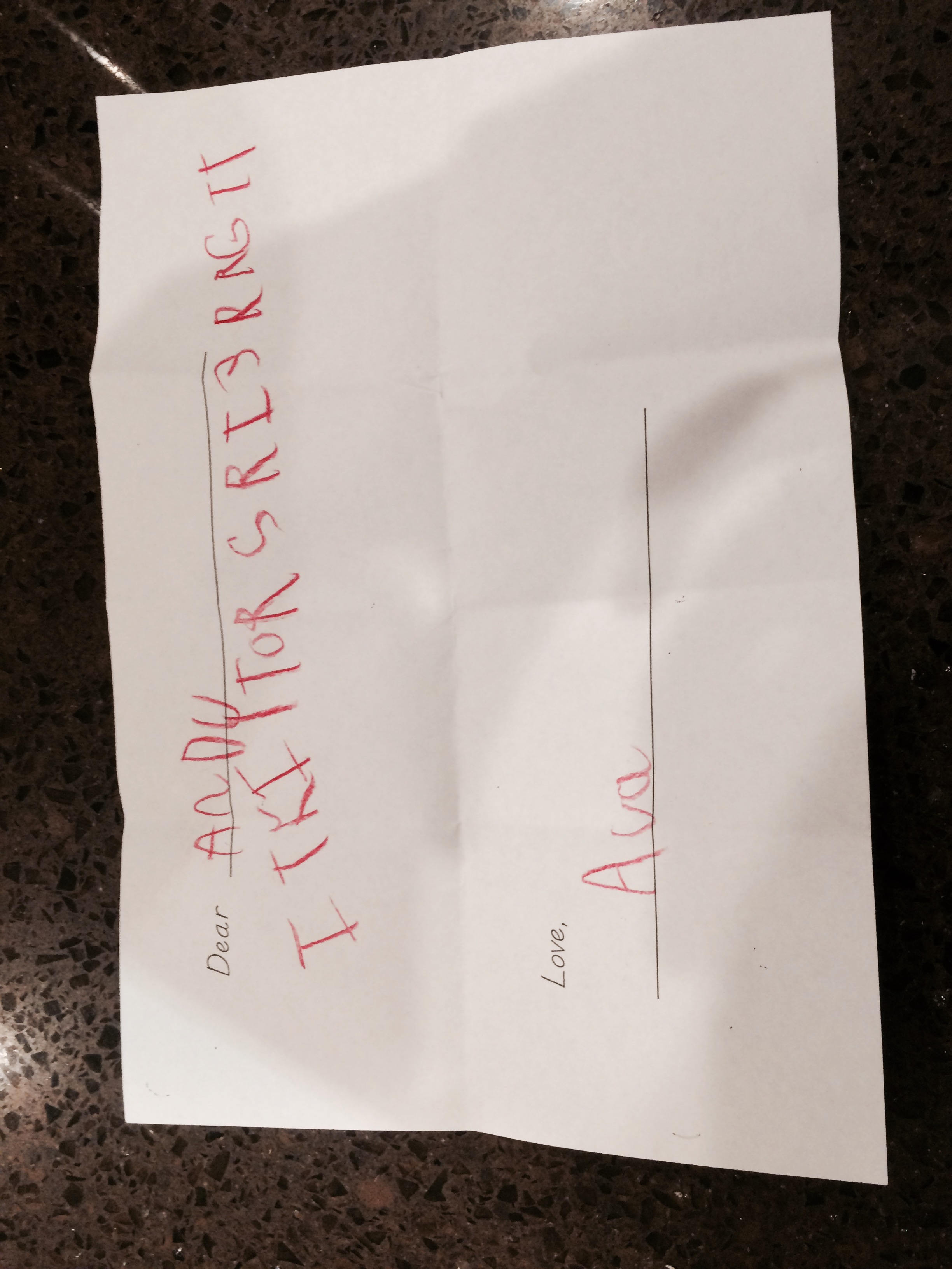 Letter from Ava