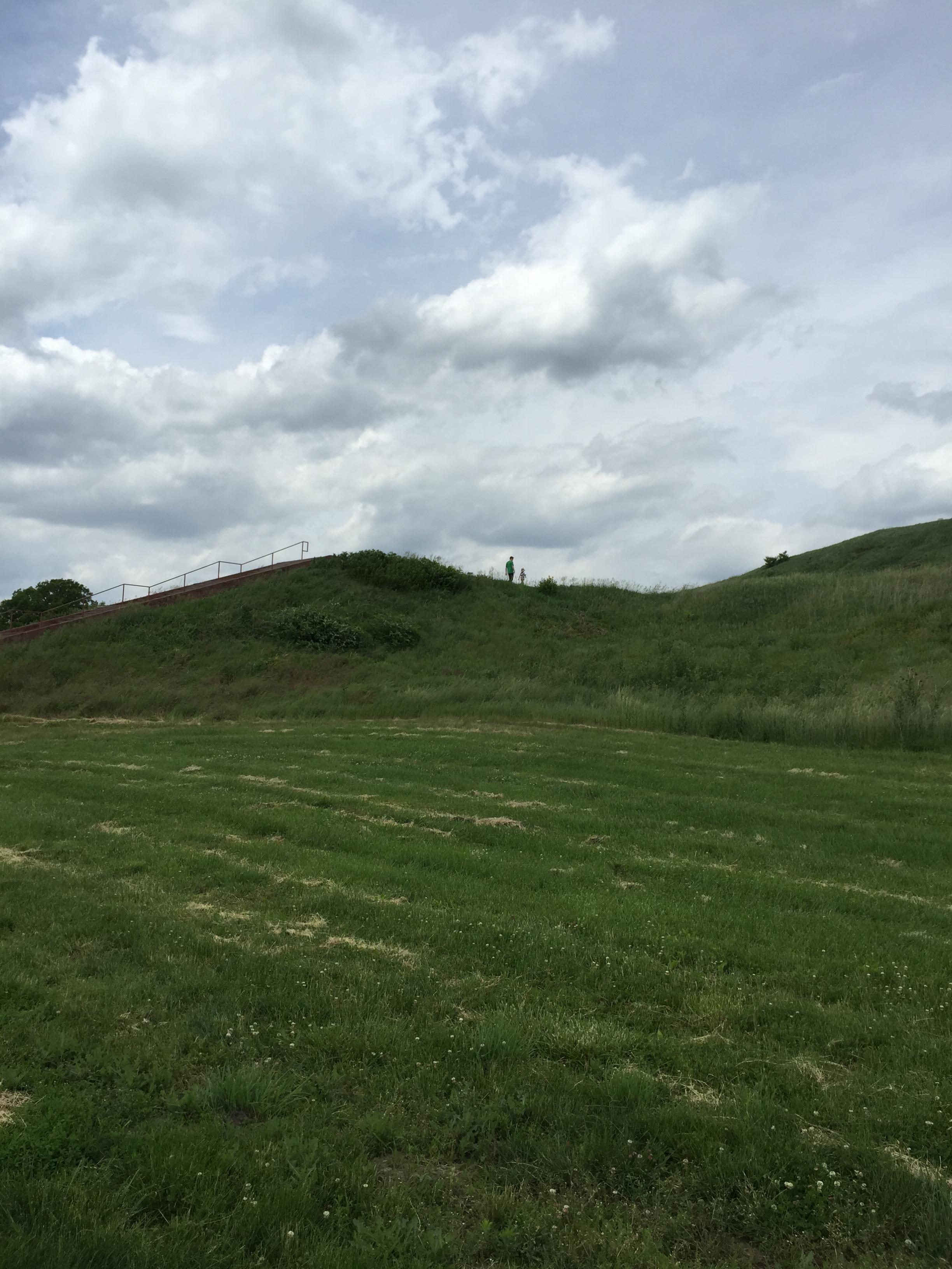 Matt and Andy climbing Monk's Mound