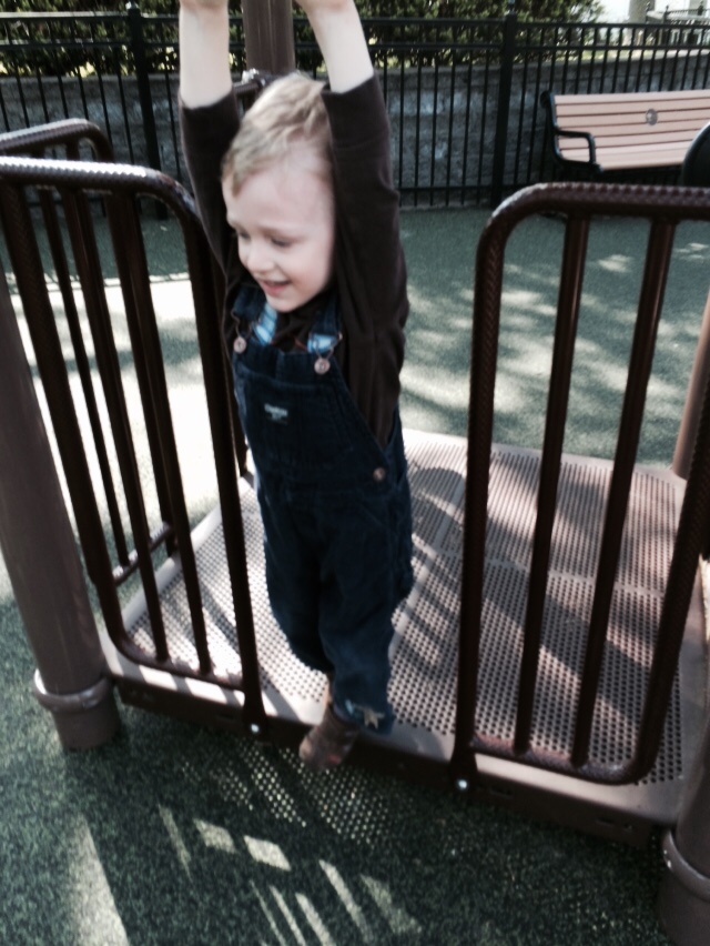 Hanging on his own