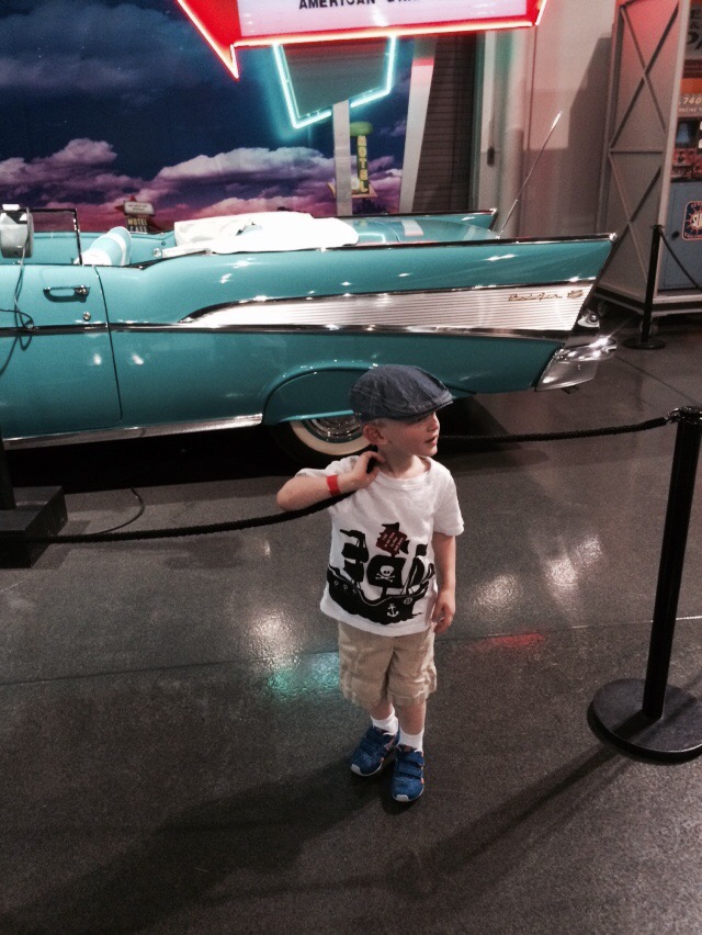 Fun at transportation museum with Charlie while Andy at six flags with Bridget
