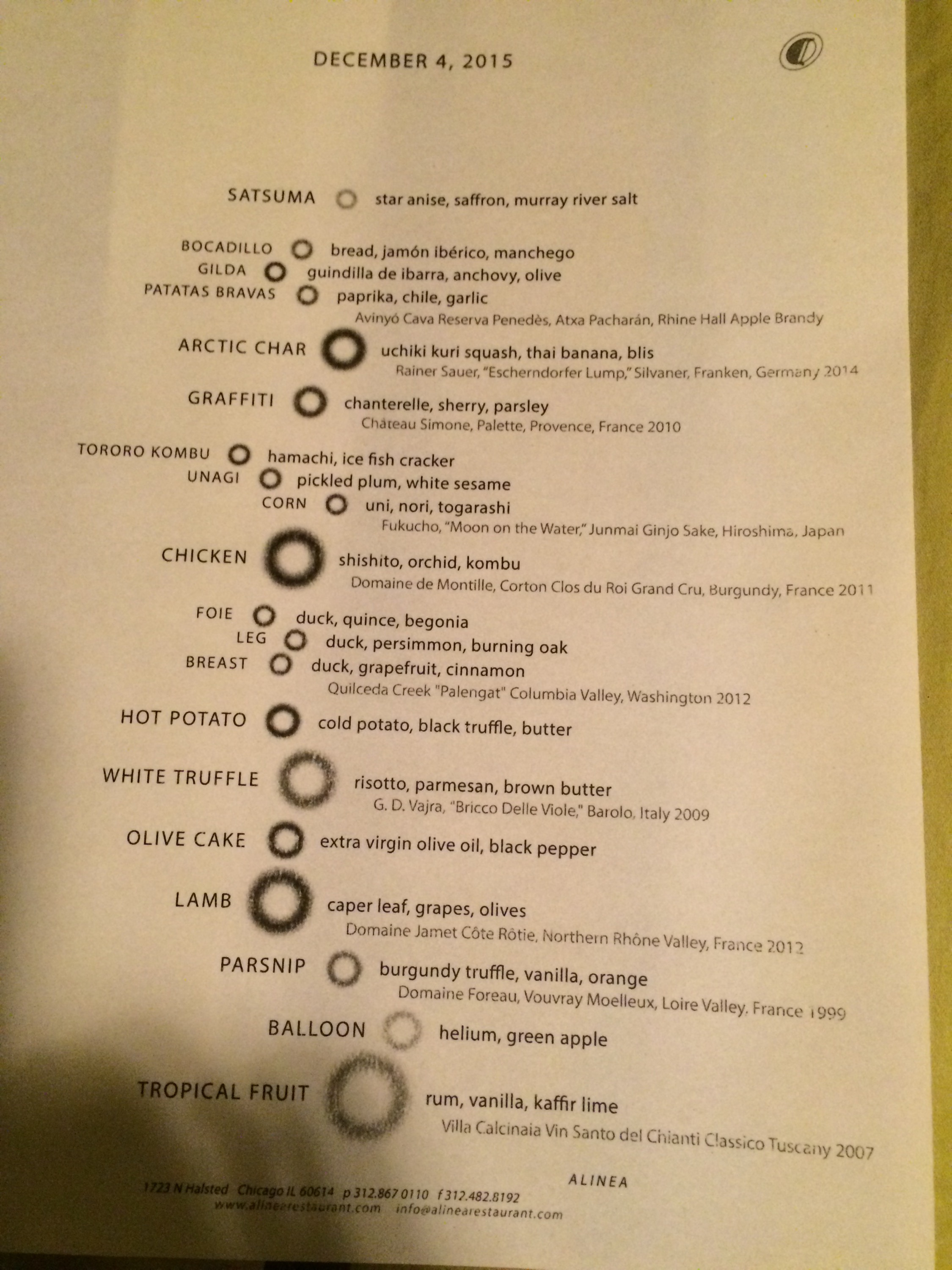 The menu