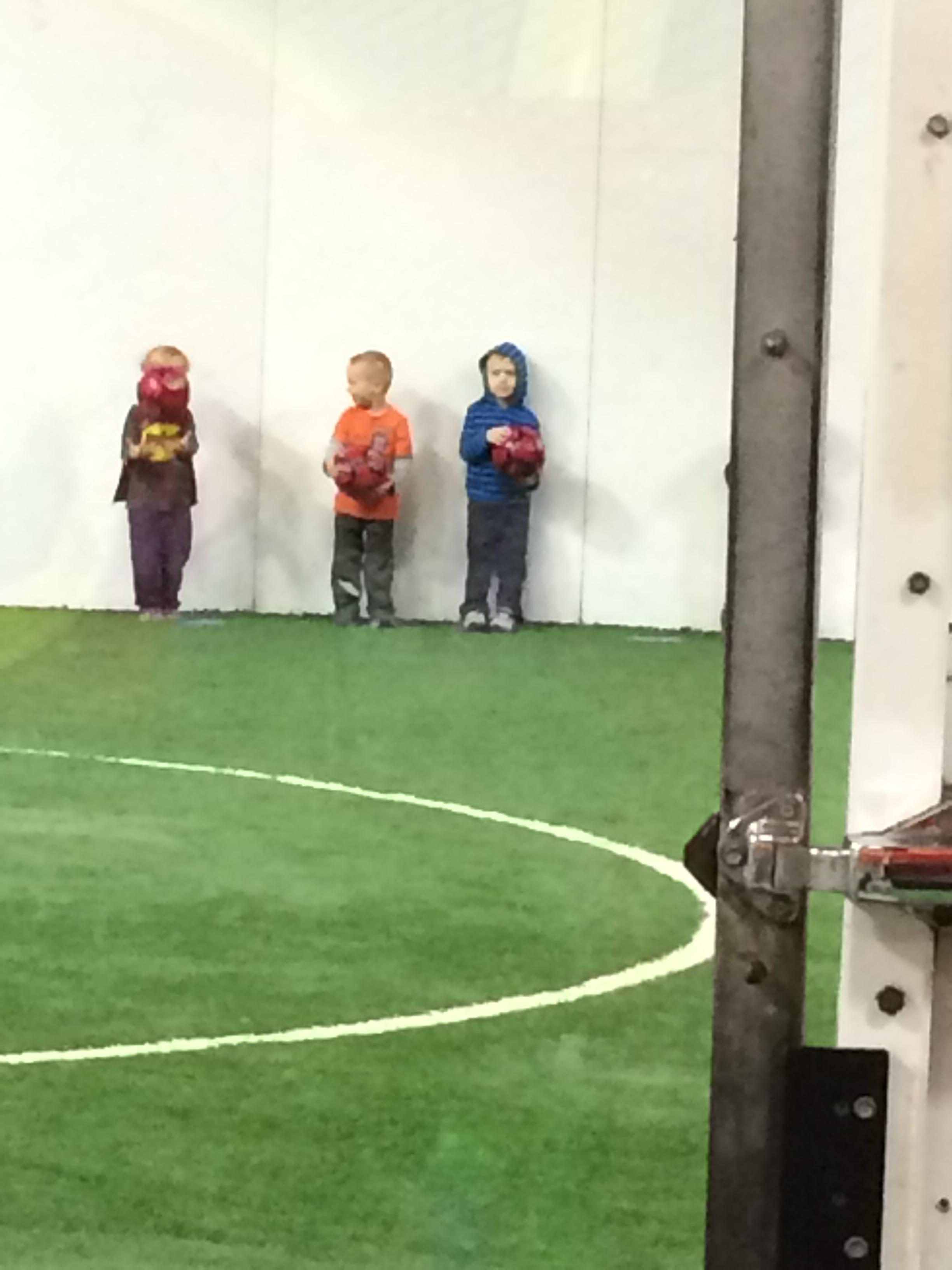 Charlie started soccer. He is a natural at dribbling and loved it