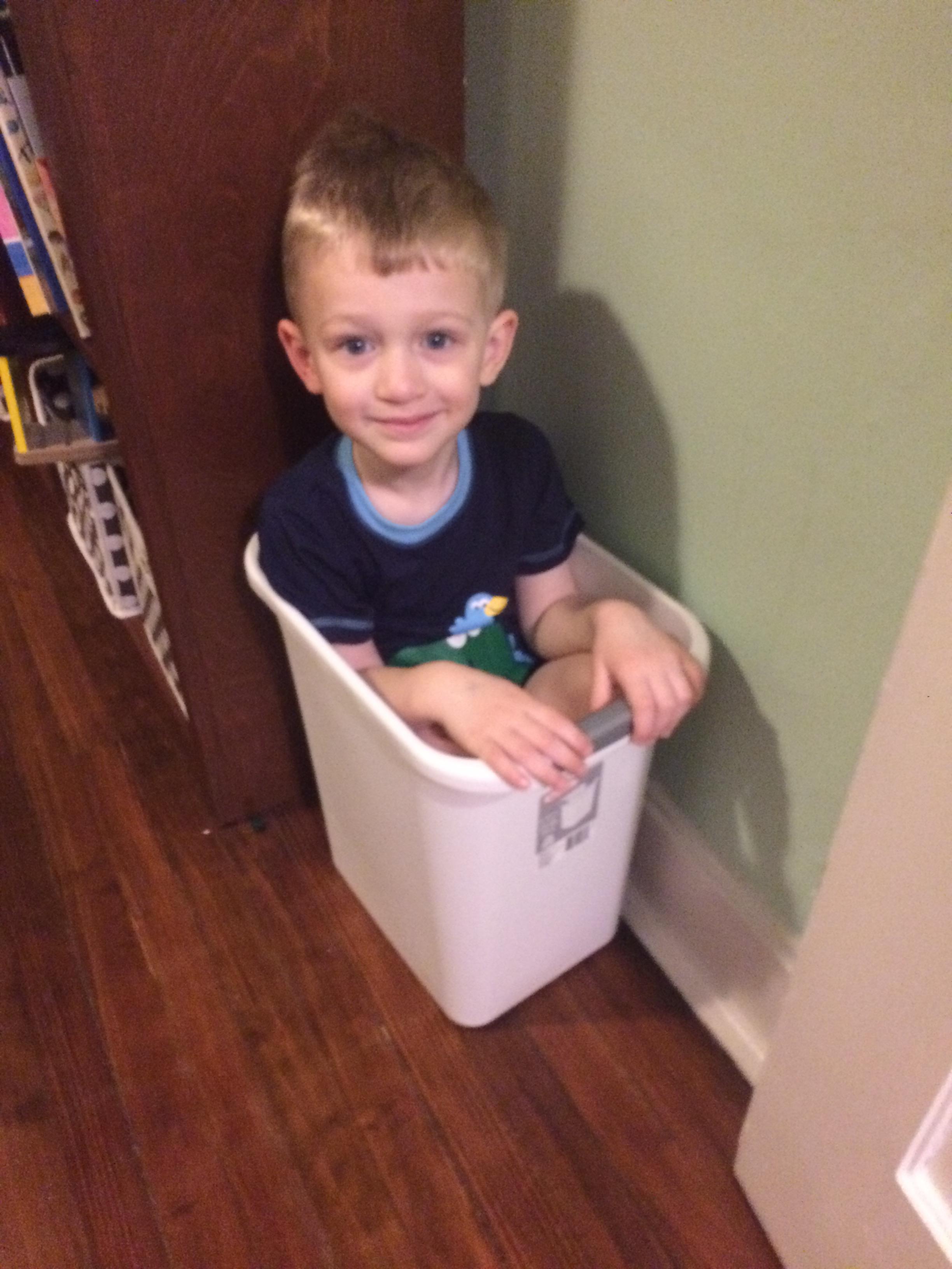 Boy in a bucket