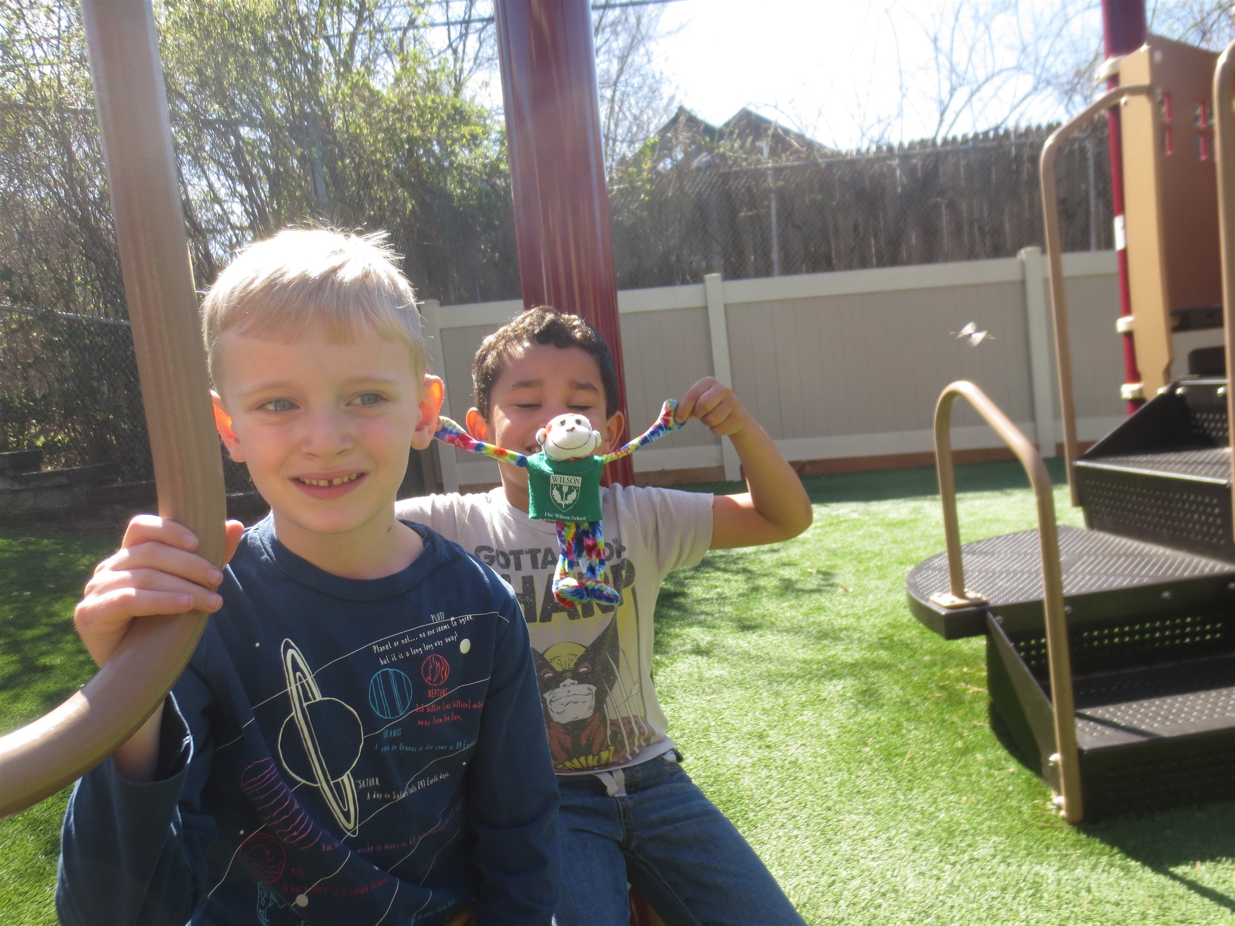andy and andrew playing with magno monkey