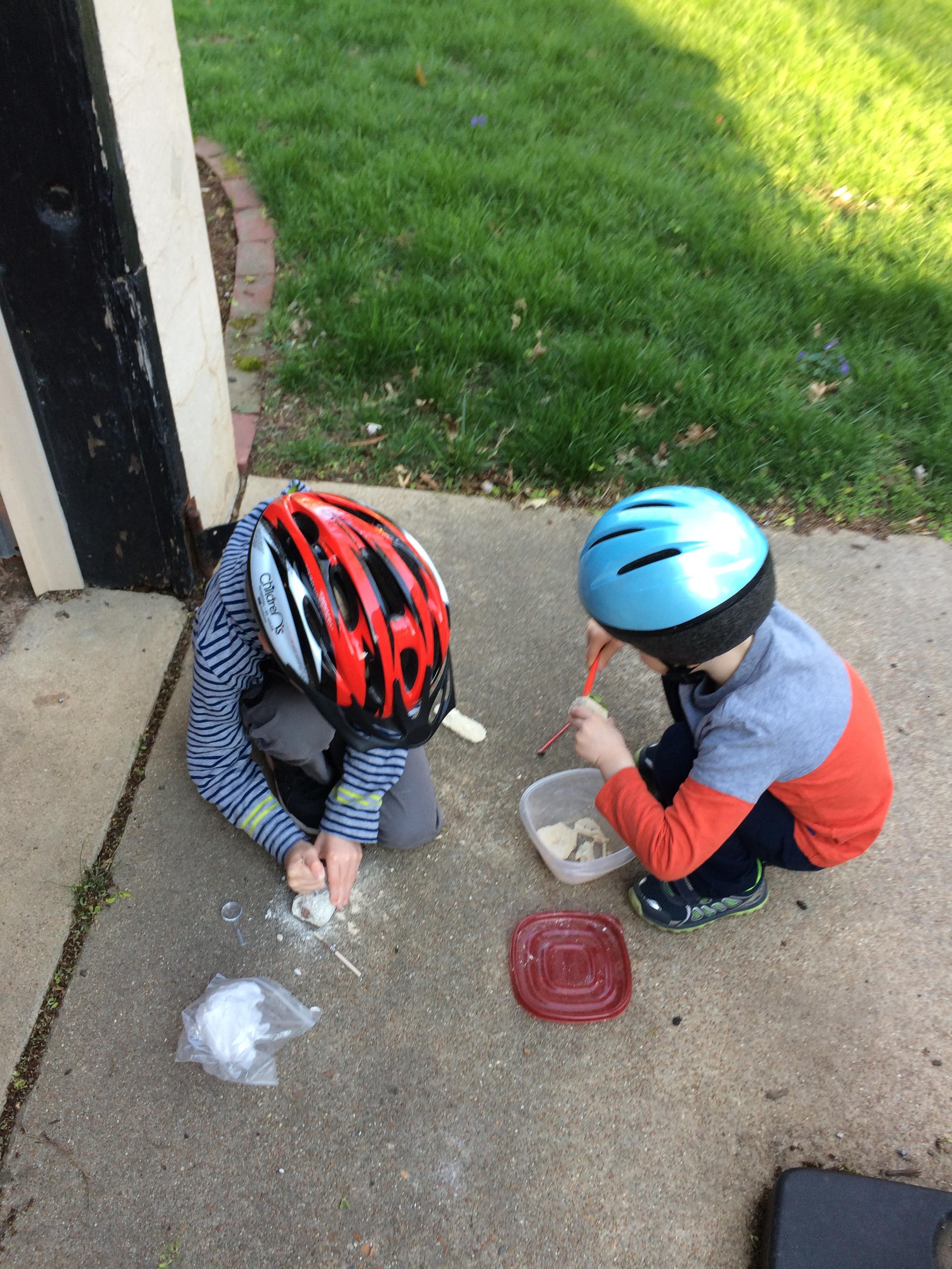 Safety first when excavating dinosaur bones while listening to the final countdown
