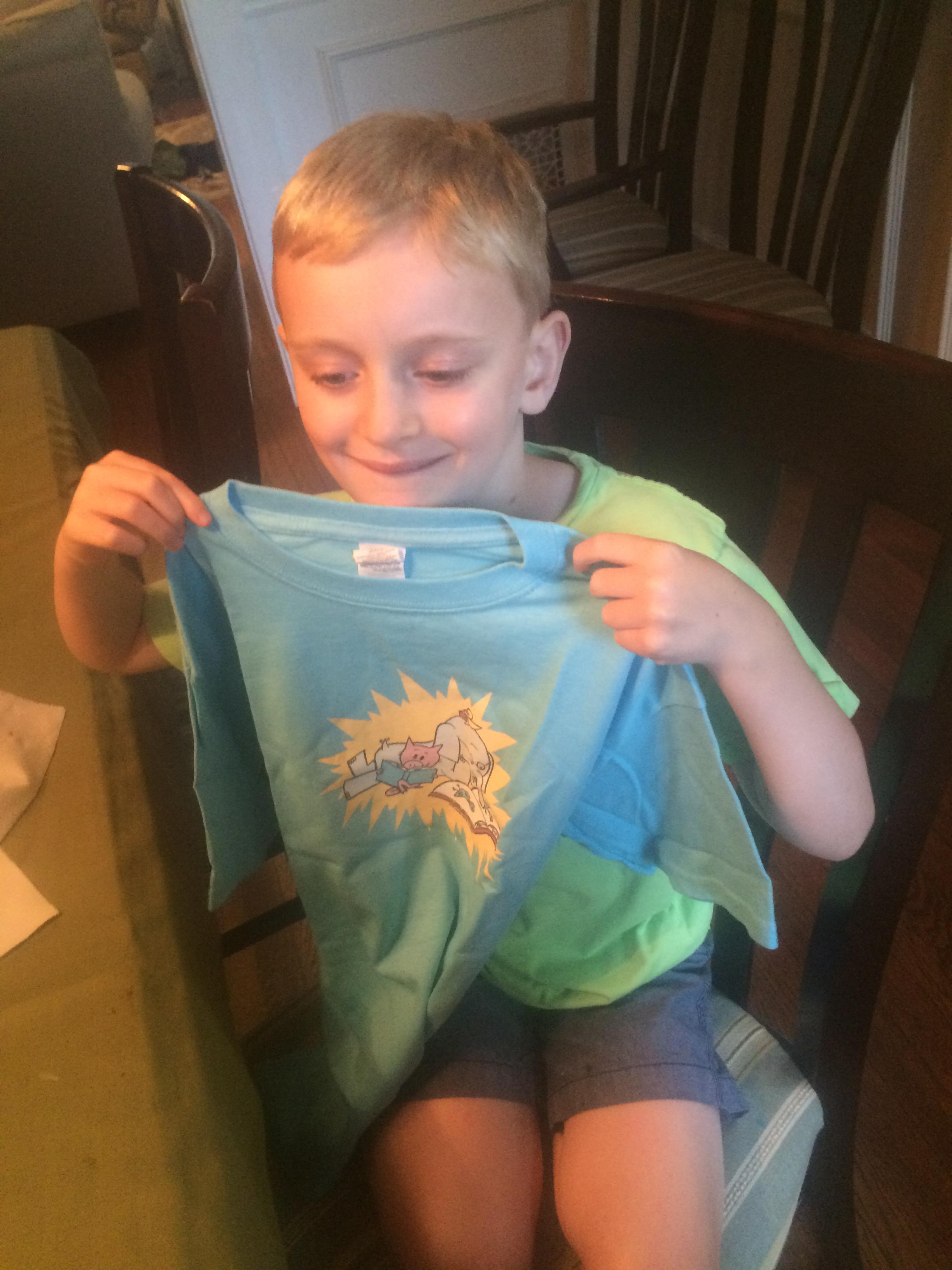 Both boys got shirts from Mrs Faught