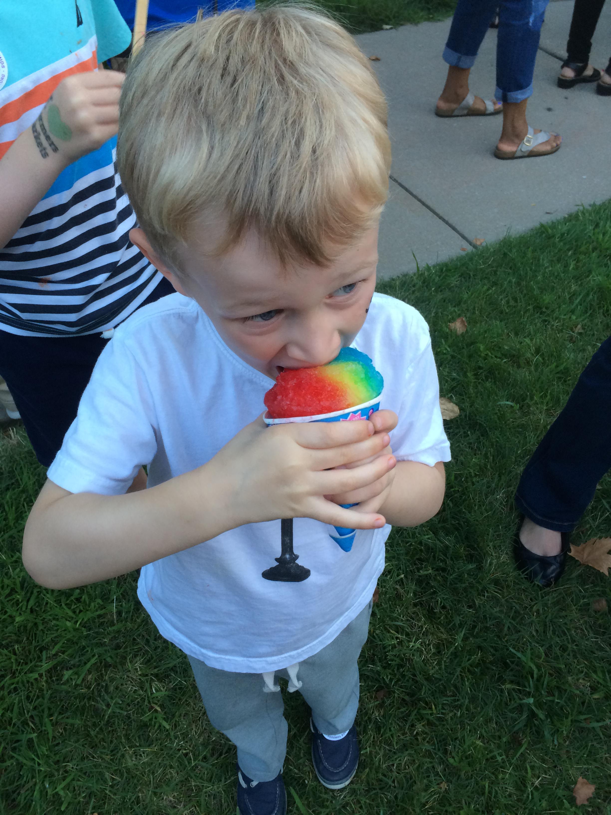 Snow cones after the interfaith service and making food for the homeless