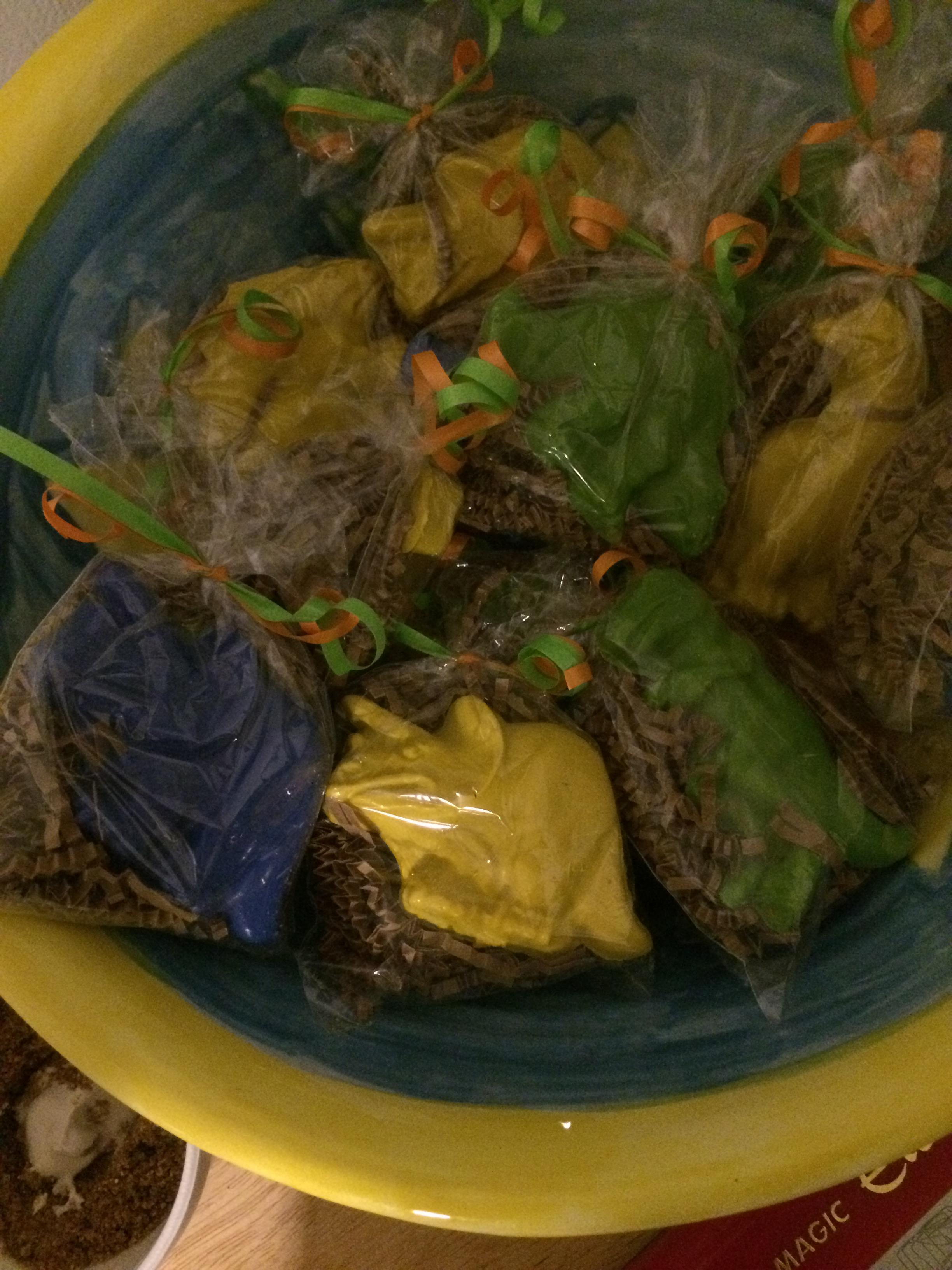 Dino crayons and excavating Dino tooth take home gifts