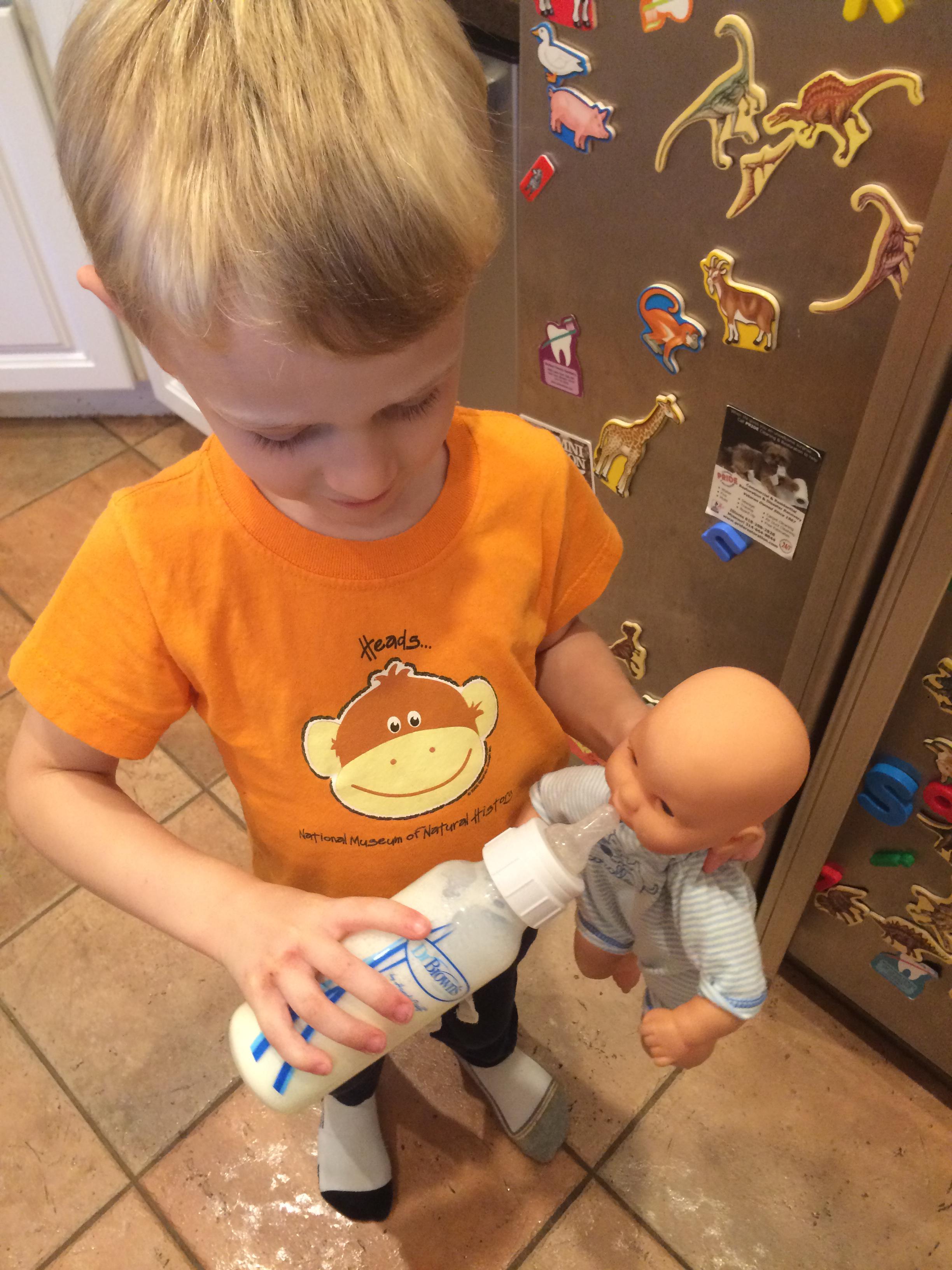Feeding baby uncle Jeff
