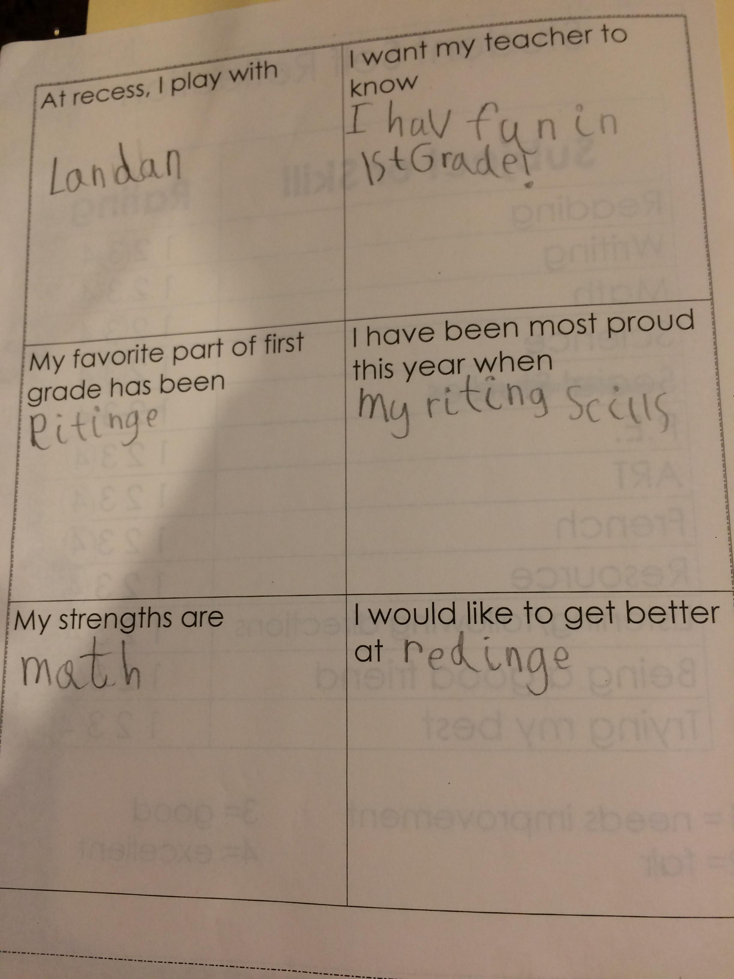 Andy school work