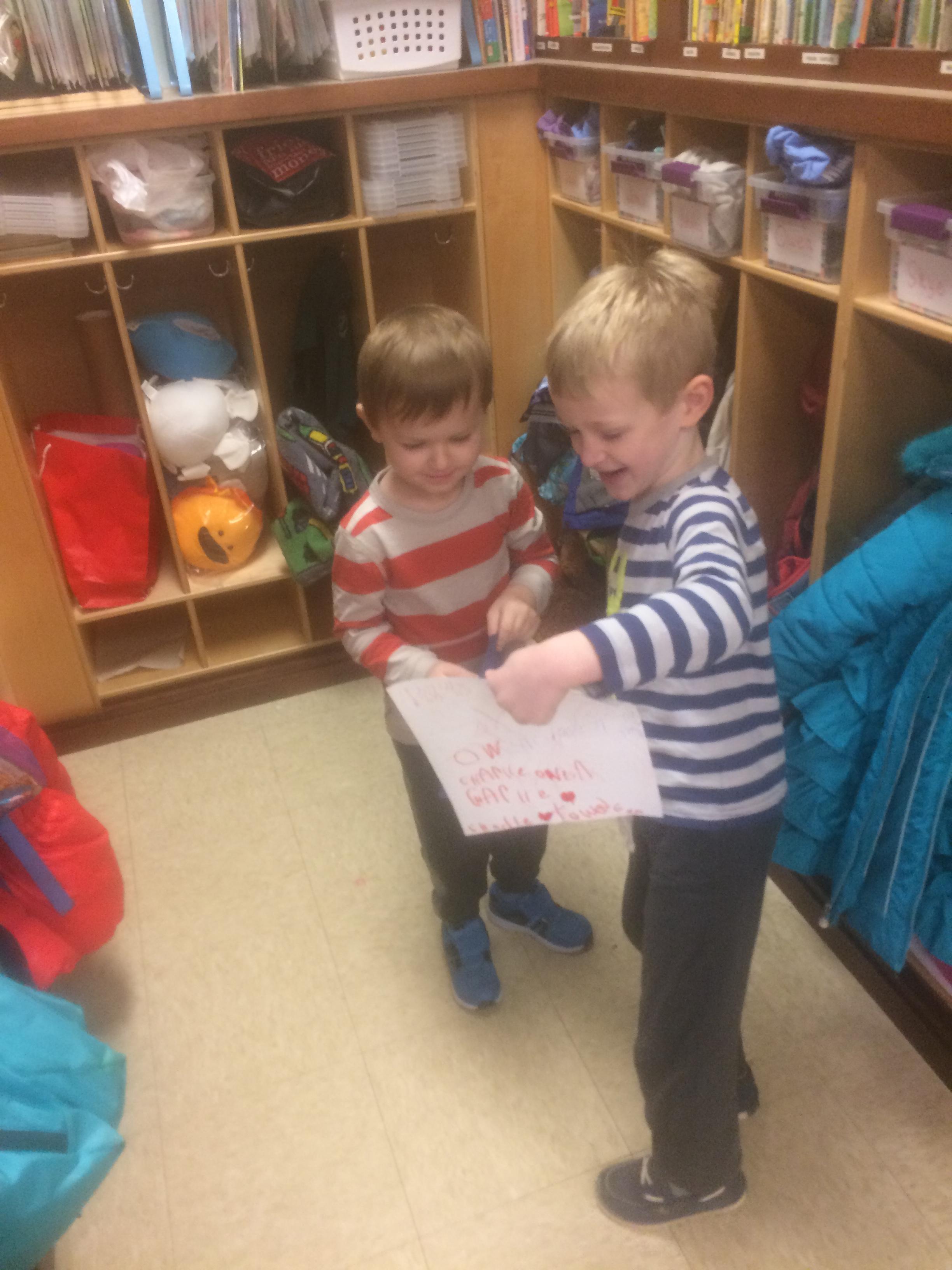 Exchanging cards with Owen