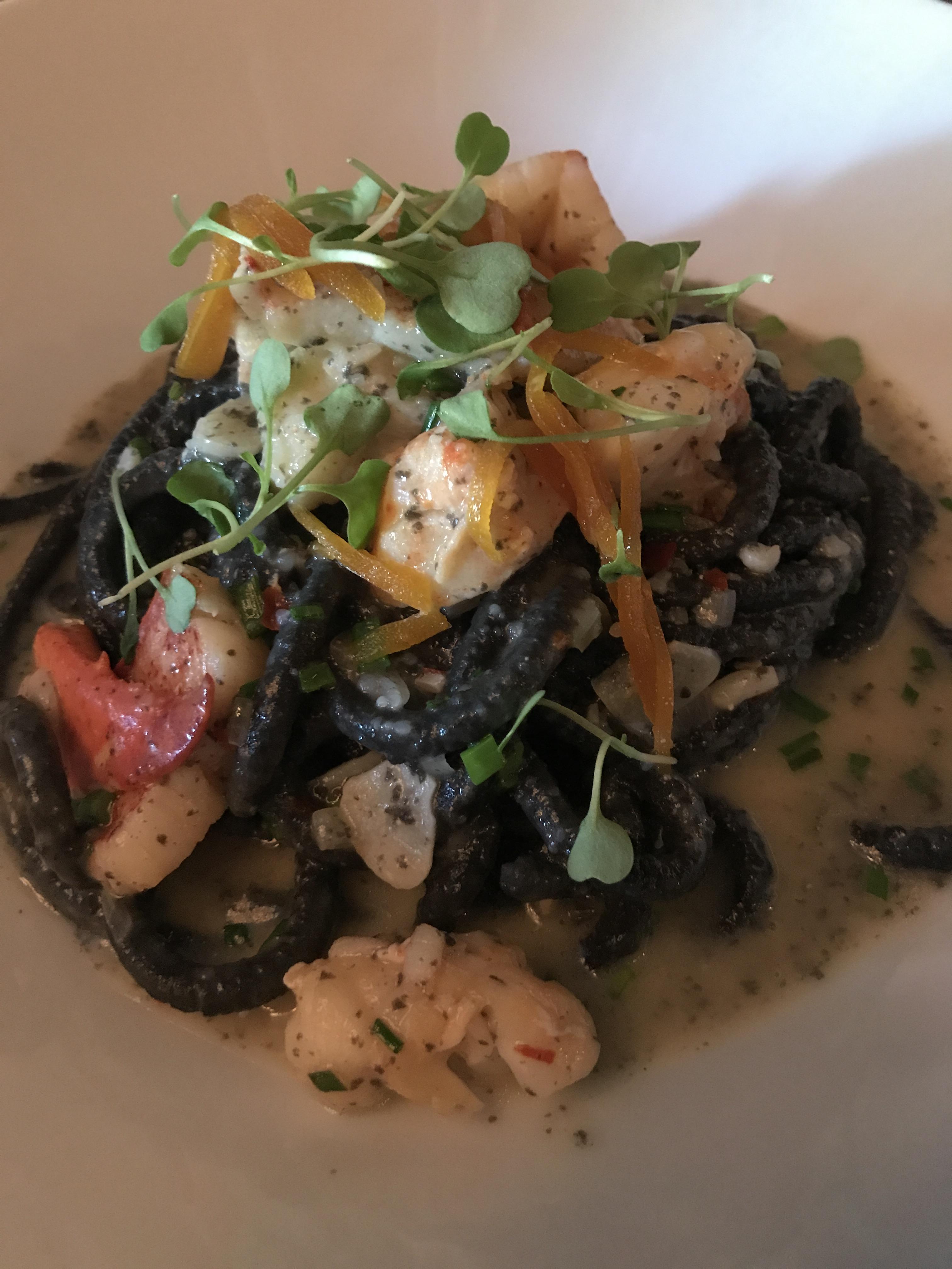 Squid ink pasta with lobster at randolfis