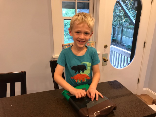 Birthday morning. Andy is 8!