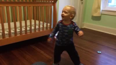 Charlie dancing while Andy drums